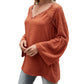 Women's Solid Color Stitching Lace Hollow V-neck