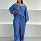 Off-shoulder Loose Top Wide Leg Pants Two-piece Set