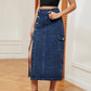 European And American Girls Half Elastic Denim Cargo Pants Casual Skirt