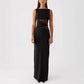 Womens Slim-Fit Lace-Patch Draping Dress