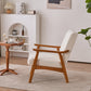 Armrests In Solid Wood, Upholstered, Teddy Velvet, Off-white, Interior Lounge Chair