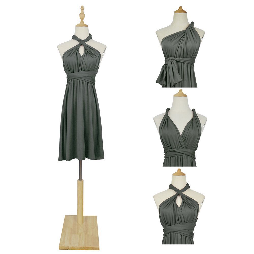 Robe de demoiselle d'honneur à jupe dos nu à lacets de couleur unie, plusieurs usages