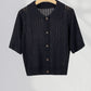 Textured French POLO Lapel Short Sleeve Sweater