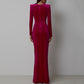 Robe plissée en velours Zou à col rond pour femme, robe moulante fendue