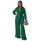 Chemisier plissé et pantalon à lacets à manches longues et col en V pour femme, best-seller de l'automne, vente en gros