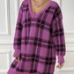 Robe à carreaux à col en V, décontractée, ample, à manches longues, vêtements pour femmes, automne et hiver