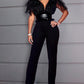 Fashion V-neck Ladies' Mesh Jumpsuit