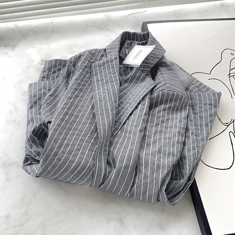 Retro wild suit collar striped suit jacket
