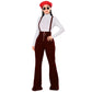 High Waist Big Round Button Zipper Flared Leg Suspenders