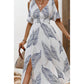 Tropical Floral Print V-neck Split Dress For A Vacation Vibe