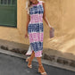 European And American Tie-dye Printed Slit Hemline At Hem Sleeveless Dress