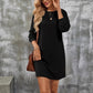 Women's Long-Sleeve Round-Neck Knitted Solid-Color Dress