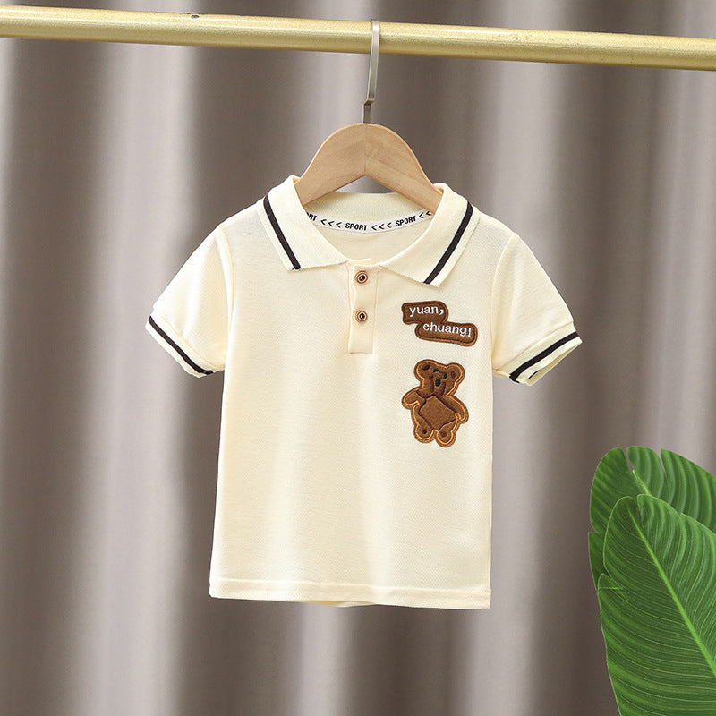 Ensemble deux pièces pour garçon, tenue d'été tendance, chemise à manches courtes, motif dessin animé