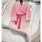 Fashion Gradient Color Belt Slim Slimming Soft And Comfortable Female Wool Overcoat