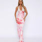 V Lace Stitching Printing Suspender Dress Girl Slim Fit Dress Women