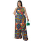 Women's Casual Halterneck Printed Jumpsuit With Belt Plus Size