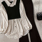 Polka Dot Patchwork Fake Two-piece Long-sleeved Shirt Leggings