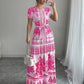 Womens Printed Elegant Simple Lace-up Round-neck Dress