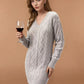 Mid-length Sweater V-neck Knitted Casual Twist Dress