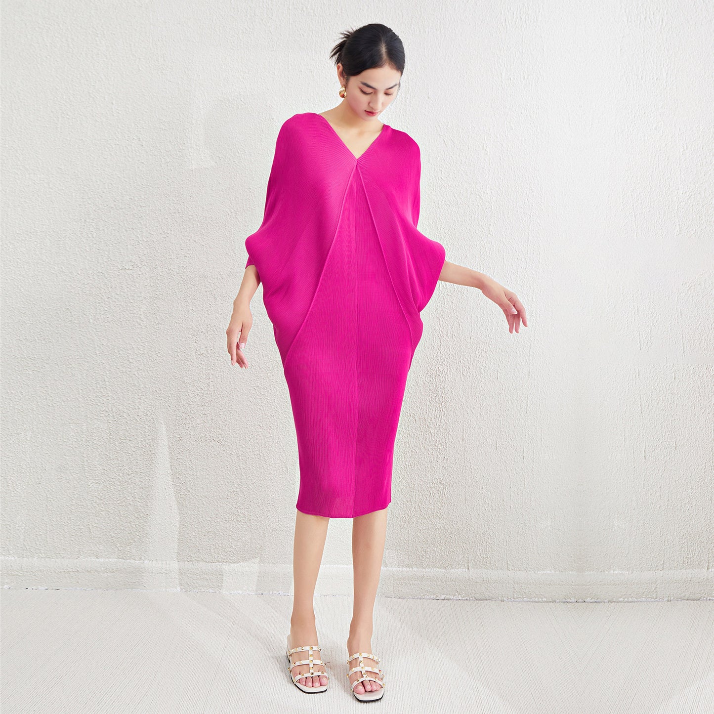 Robe plissée grande taille de haute qualité pour femmes