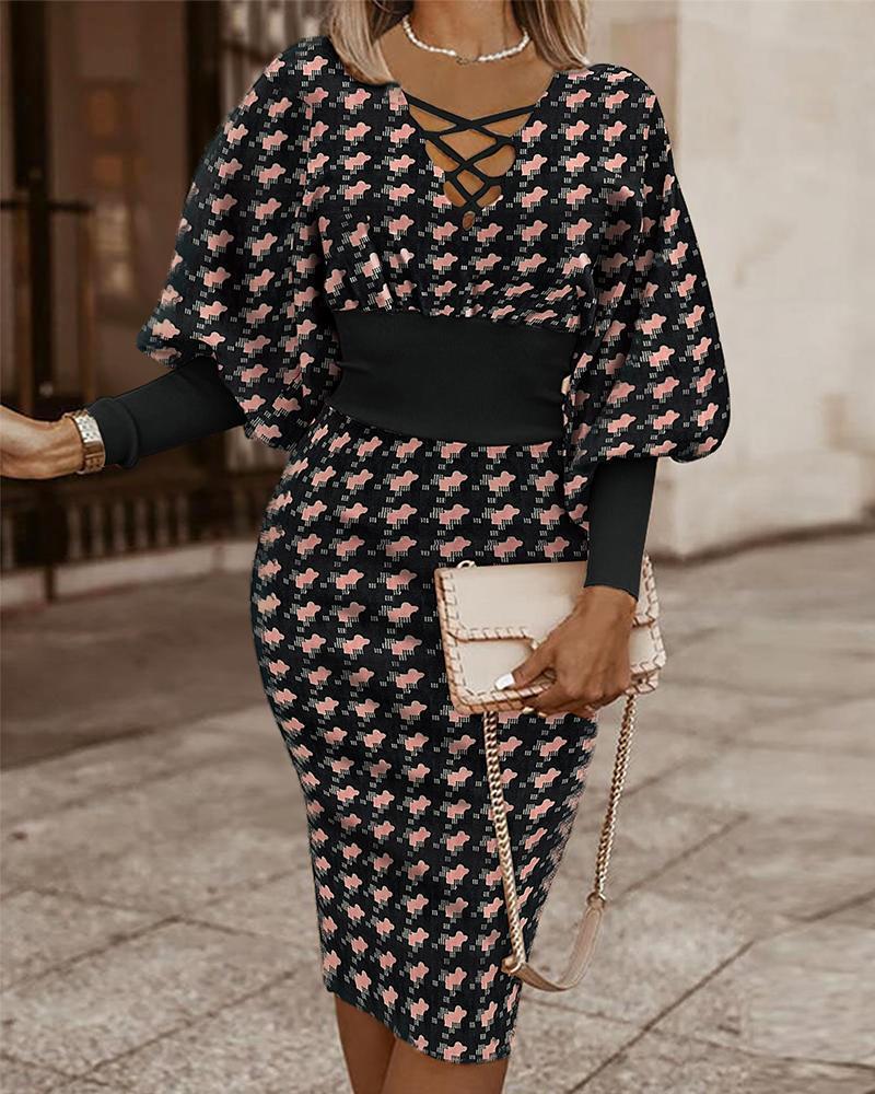 Robe gracieuse et tendance à manches lanternes et taille ajustée