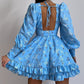 Women's Printed Puff Sleeve Waist Cinching Dress
