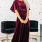 Summer Elegant Dress Gold Velvet Round Neck High Slit Evening Dress For Women
