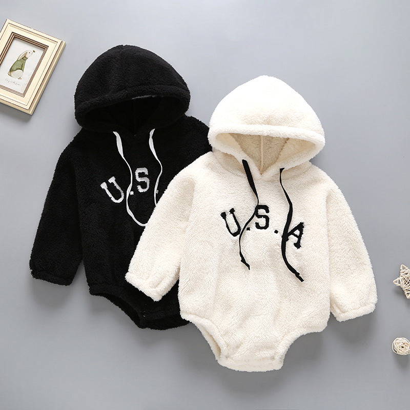 Barboteuse en peluche pour bébé, pull une pièce mignon pour tout-petit, barboteuse d'automne et d'hiver