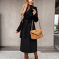 Woolen Coat Simple Fashion V-neck Lace Up Long Coat For Women