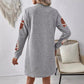 Robe pull à manches longues et col rond pour femme, imprimée rugby