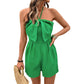 Sling Backless Jumpsuit Bow Halter One-piece Shorts