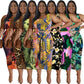 Women's Plus-Size Printed Top And Casual Skirt Set