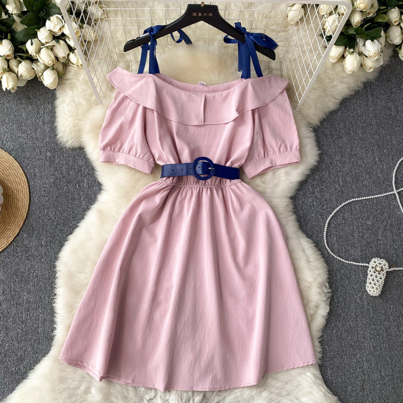 Adorable Designer-style Waist-cinching Lace-up Dress