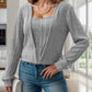 Sunken Stripe Square Collar Long Sleeve False Two-piece Suit