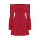 Women's Off-shoulder Horn Long Sleeve Short Dress Lace