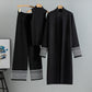 East Elegant Graceful Cardigan Robe Knitted Wide Leg Pants Three-piece Set
