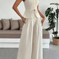 Fashion Suspenders Vest High Waist Wide Leg Pants Two-piece Set