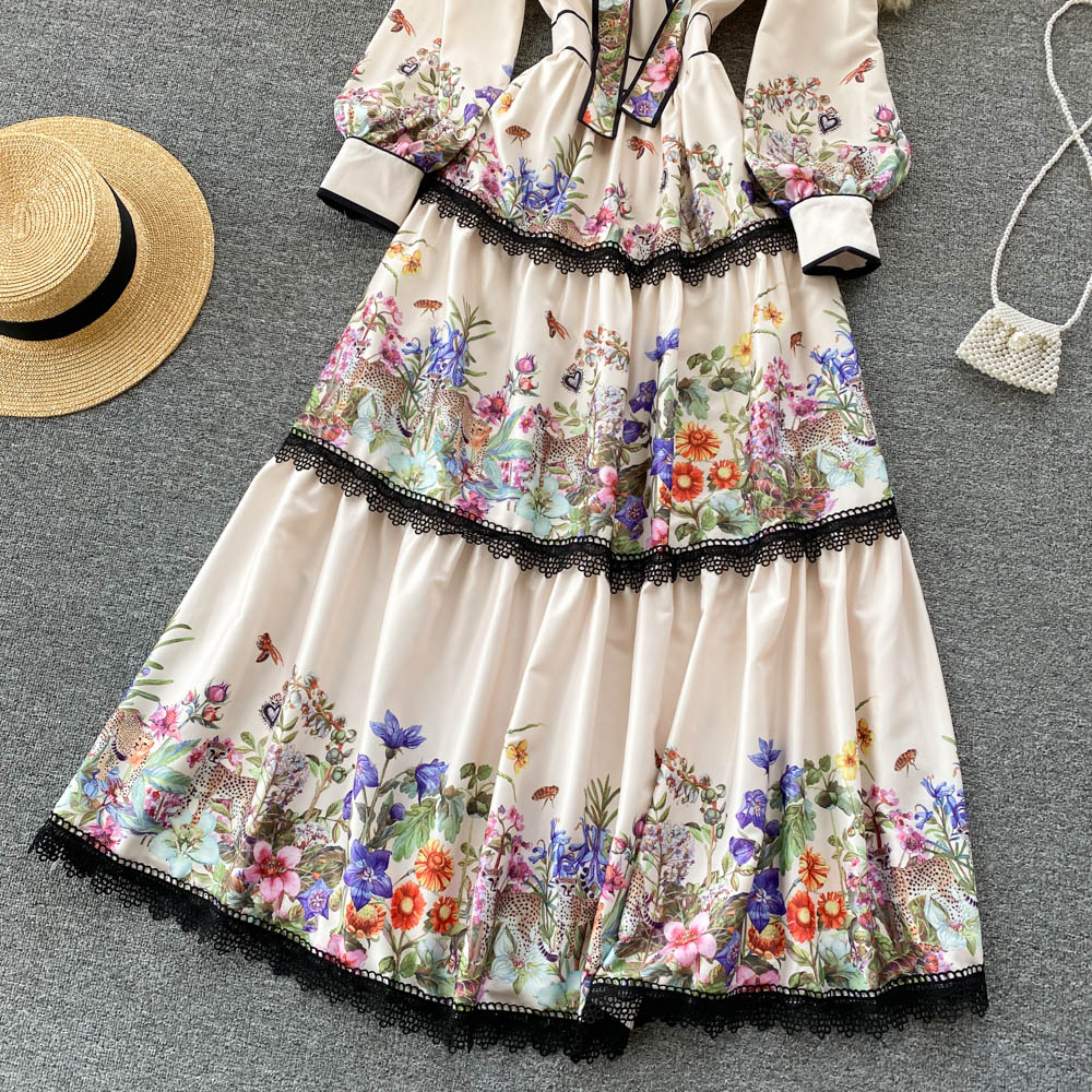 Royal Court Style Floral High-end Sense Dress