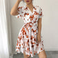 Womens Casual Vacation Printed Short-Sleeve Dress