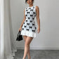 Women's Elegant French Chic Dress In Black And White