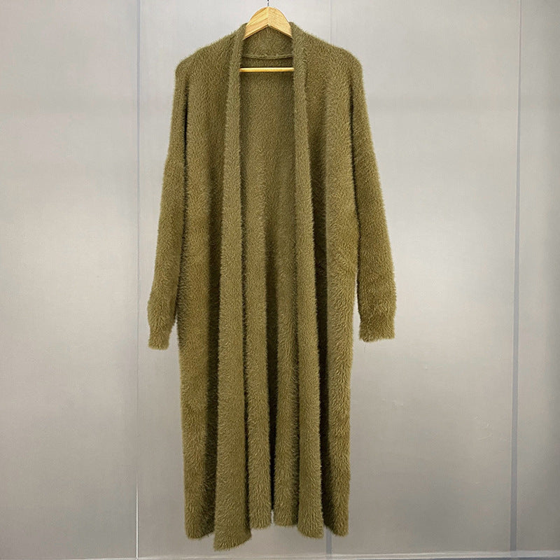 Women's Super Long Temperament Thick Knitted Cardigan Jacket