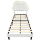 3ft Single Upholstered Bed With LED Adjustable Cute Cloud Headboard, Soft Velvet Bed Frame With Solid Wood Slat, No Box Spring Needed, Easy Assembly, Cream White No Mattress