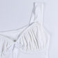 Women's bow pleated strap U-neck vest