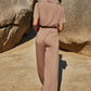 Five-quarter Sleeve One-piece Jumpsuit Zipper And Lapel