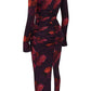 Vintage Print Slim-fit Houfu Split Evening Dress Suitable For All Kinds Of Parties