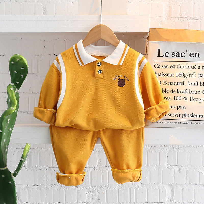 Children's Lapel Sweatshirt Sports Two-Piece Set