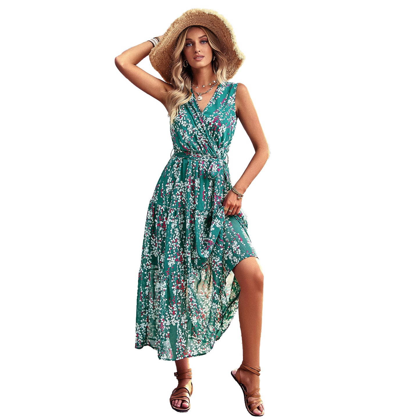 Fitted Waist Vest Dress Spring And Summer Leisure Vacation Style