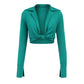 V-neck Tie Knot Long-sleeved Short Retro All-match