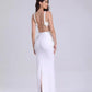 Three-dimensional Flower Camisole Back Slit Dress Two-piece Set