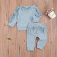 Costume enfant simple à manches longues et couleur unie avec bordure en feuille